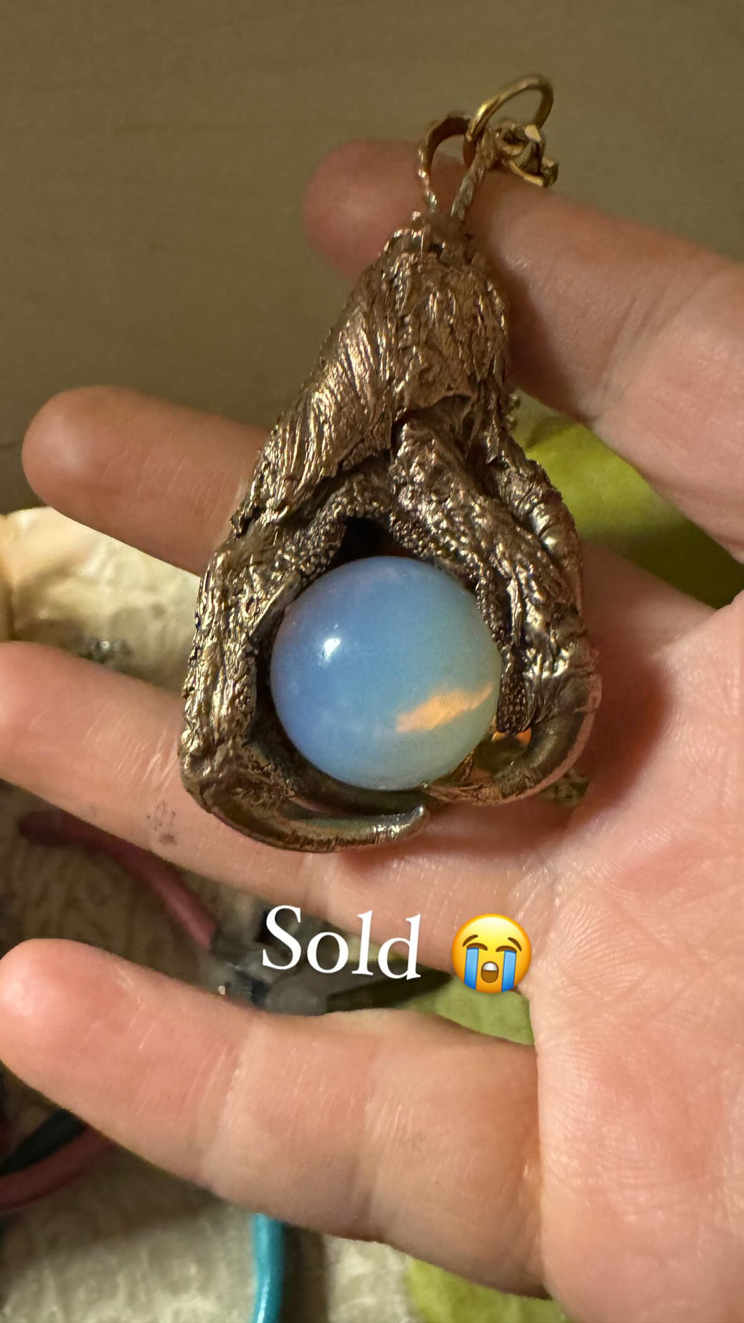 Owl talon with opalite