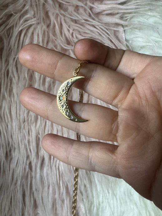 18k pendant moon large