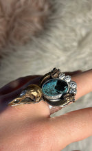 Turquoise Ring with Raven Skull