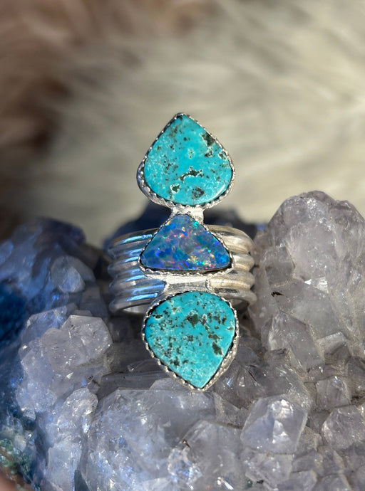 Australian Opal and Turquoise Ring