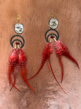 Porcupine Quills on Moose Antler and Rooster Earrings