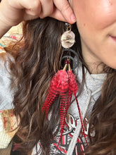 Porcupine Quills on Moose Antler and Rooster Earrings