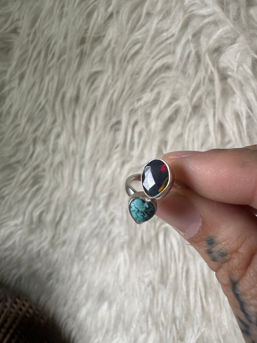 Adjustable black opal and turquoise