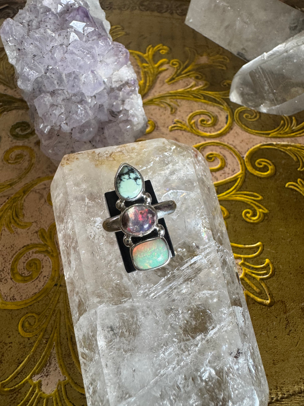 Mexican opal and turquoise 3 band