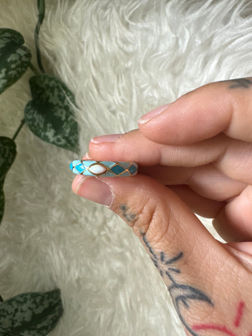 Turquoise enemel ring size 5