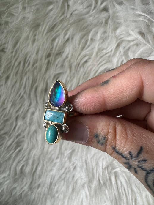 Aura Opal and turquoise handmade
