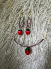 Necklace earring set strawberries
