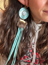 Abalone Shell and Fur Earrings