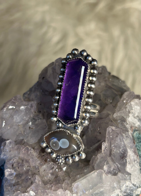 Agate and Amethyst Ring