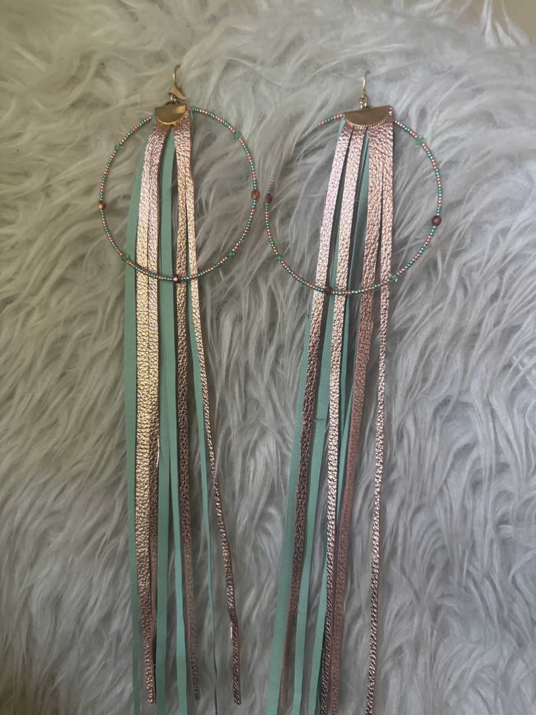 Copper and teal hoops