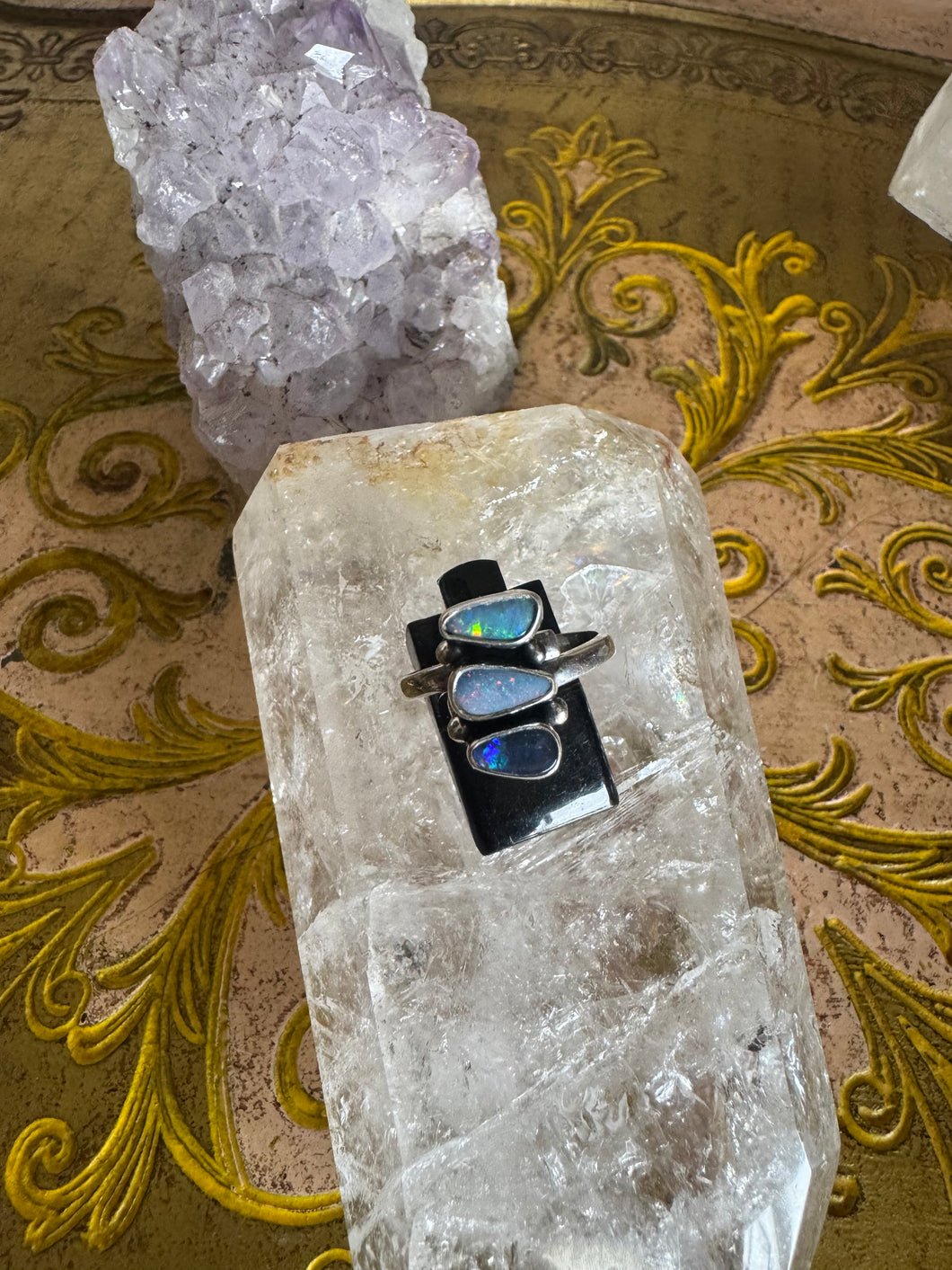 3 Australian opal and black