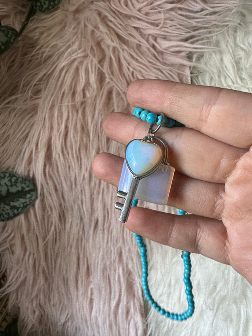 Turquoise opal lock and key