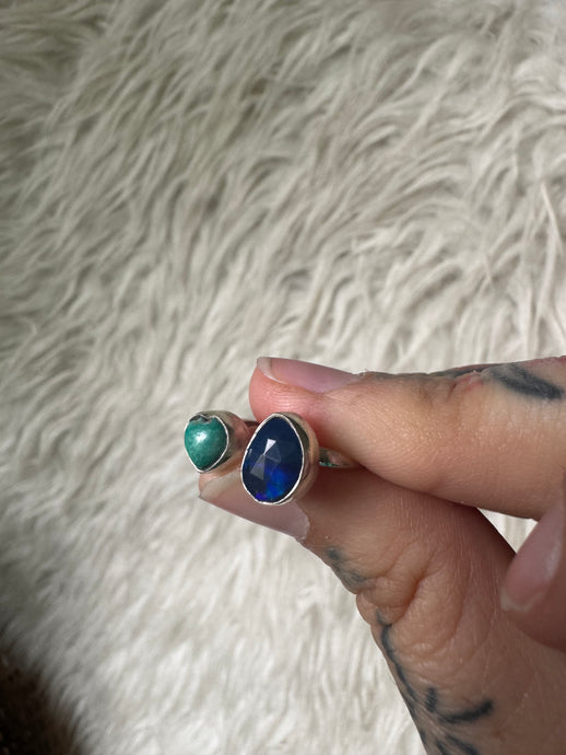 Adjustable black opal and turquoise