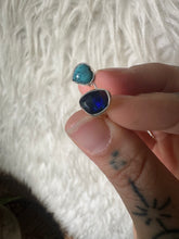 Adjustable black opal and turquoise heart