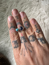 Adjustable black opal and turquoise heart