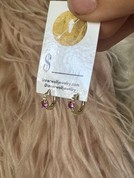 Pink sapphire Huggies