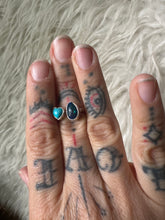 Adjustable black opal and turquoise heart