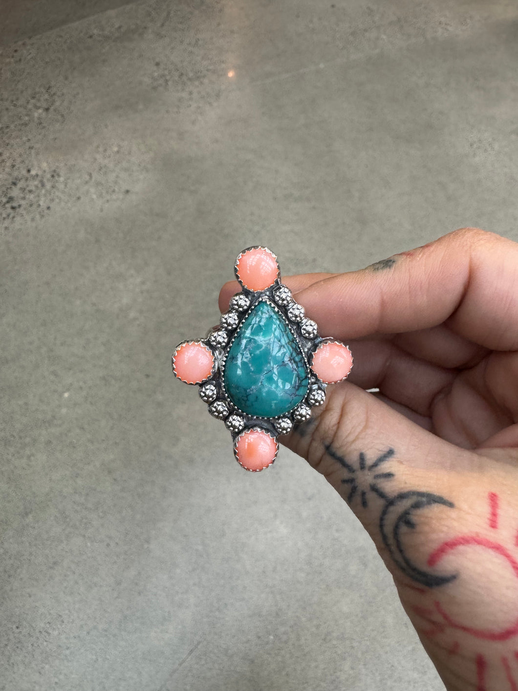 Coral and turquoise