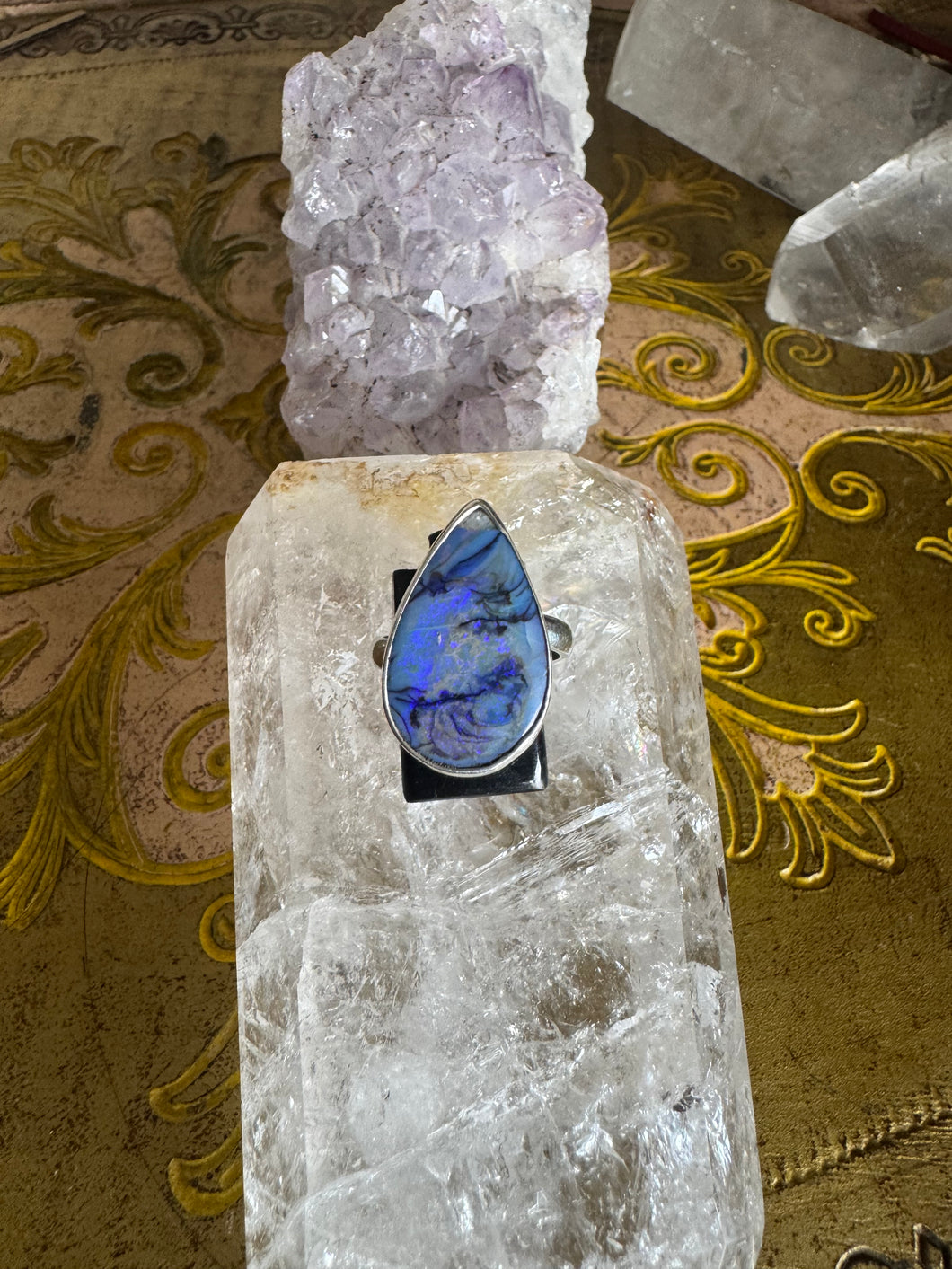 Blue and purple opal teardrop