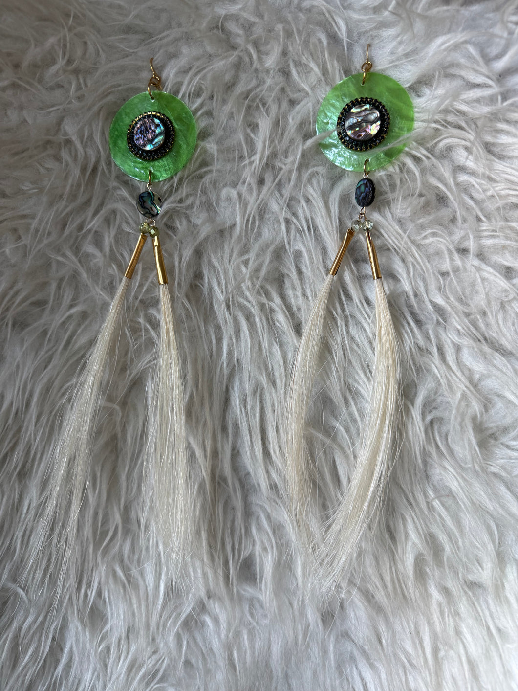 Green mother of pearl horse hair